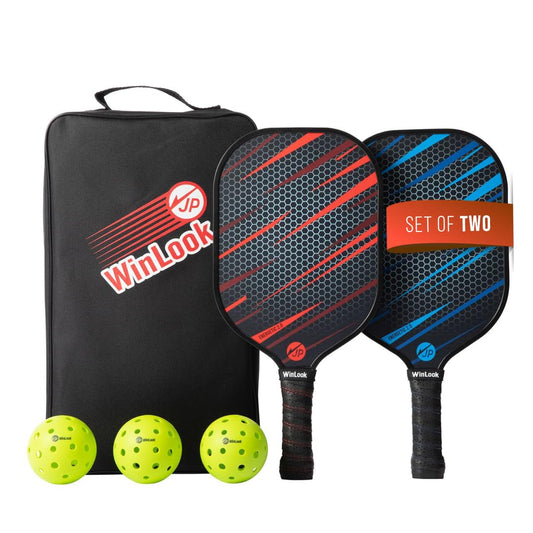 JP WinLook Premium Pickleball Paddles Set of 2 – Fiberglass Pickle Ball Rackets - for Women & Men - for Indoor or Outdoor - Professional Pickleball Racquets Pickleballs Bags & Equipment